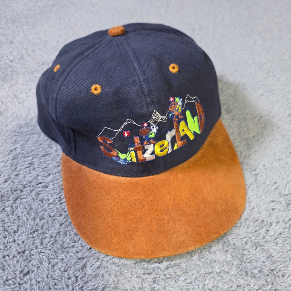 Souvenir‎ Unisex OSFM Snapback Hat Navy Blue Switzerland Embroidered Vintage Cap
